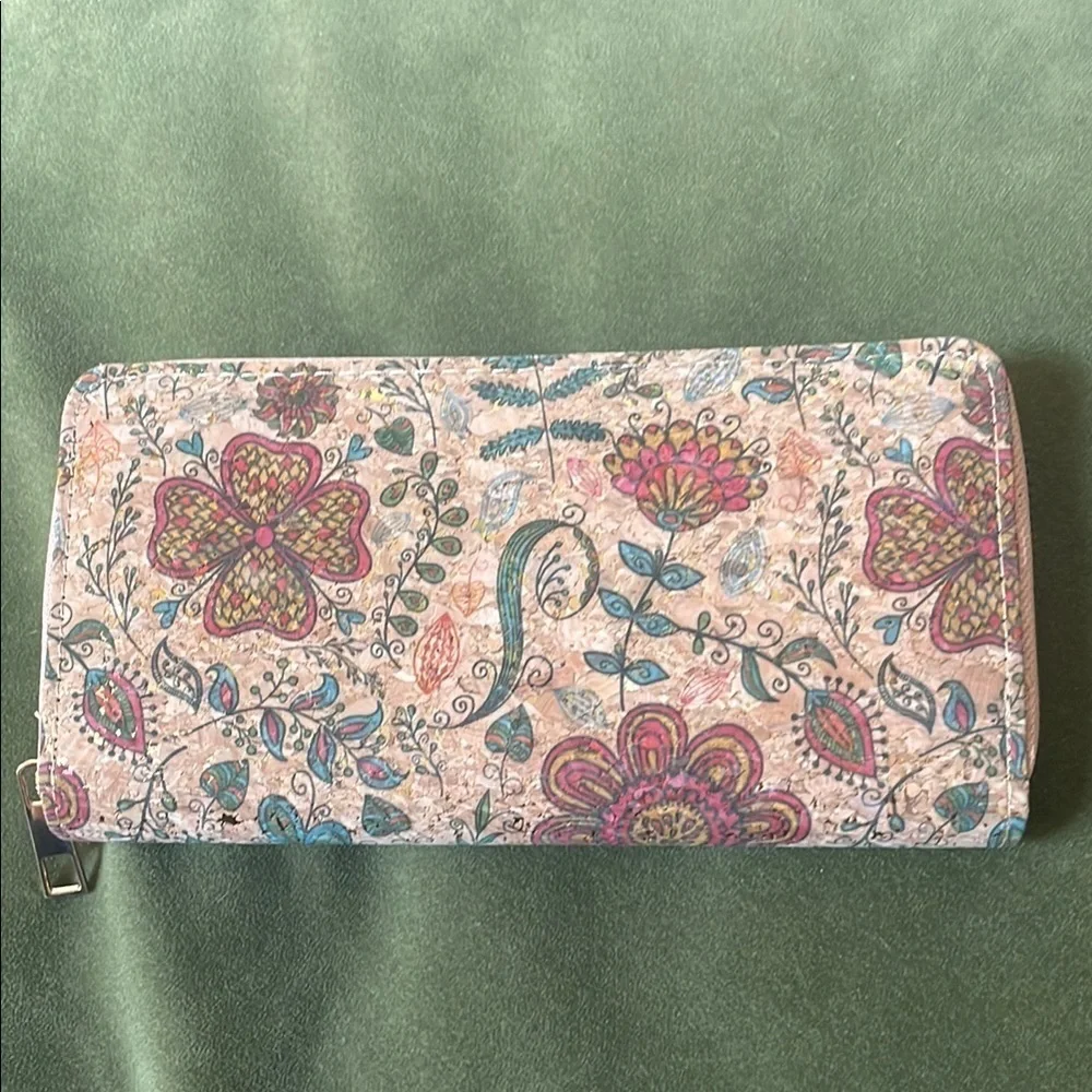 NEW Floral Cork Long Wallet